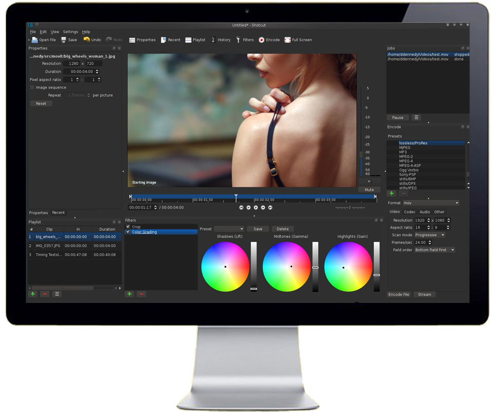 macOS 上打开 Color Grading 三色轮的界面