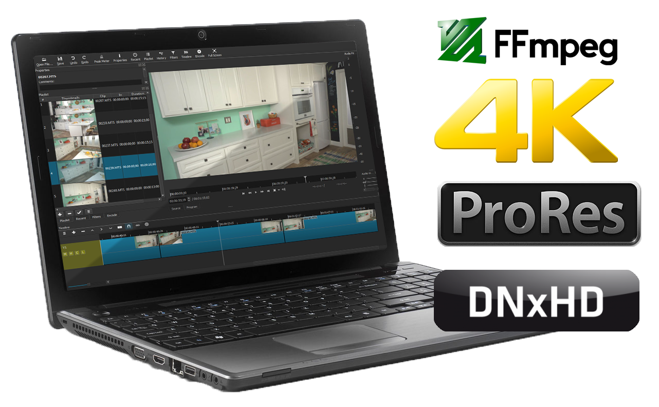 带 4K、ProRes、DNxHD 标识的导出场景示意